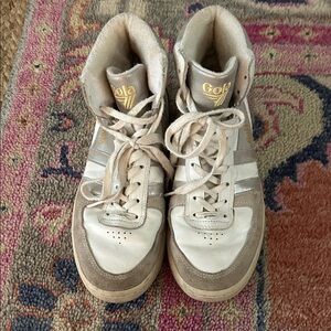 Gola High-Top Sneakers in Cream and Brown gently used